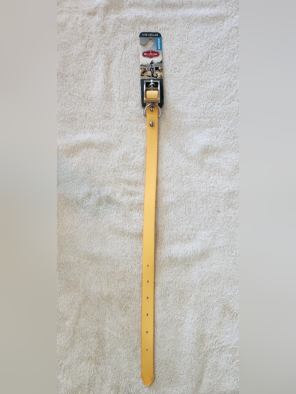 NWT MuttNation Waterproof Dog Collar Belt Style 12-18 in. S/M Color Yellow